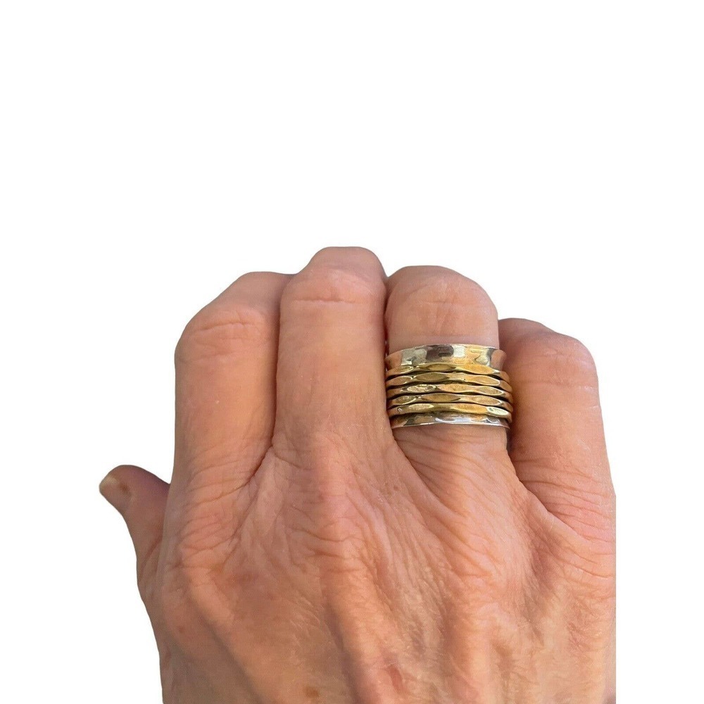 Sterling Silver Ring 925 and Gold twirling rings 1/2 inch Band